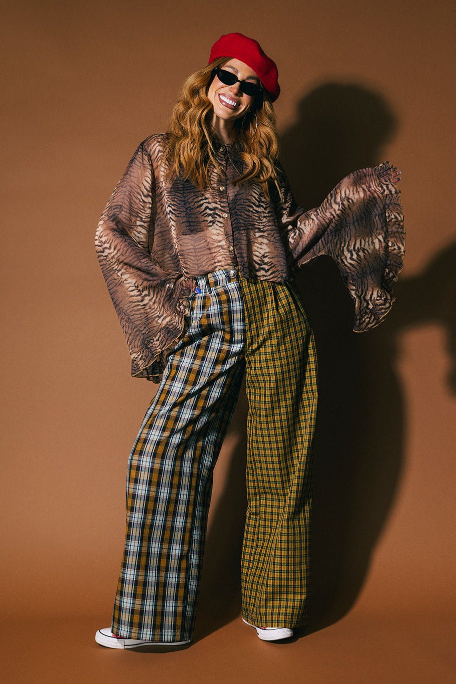 Let's Merge Souls Half + Half Plaid Trousers - Dressed in Lala