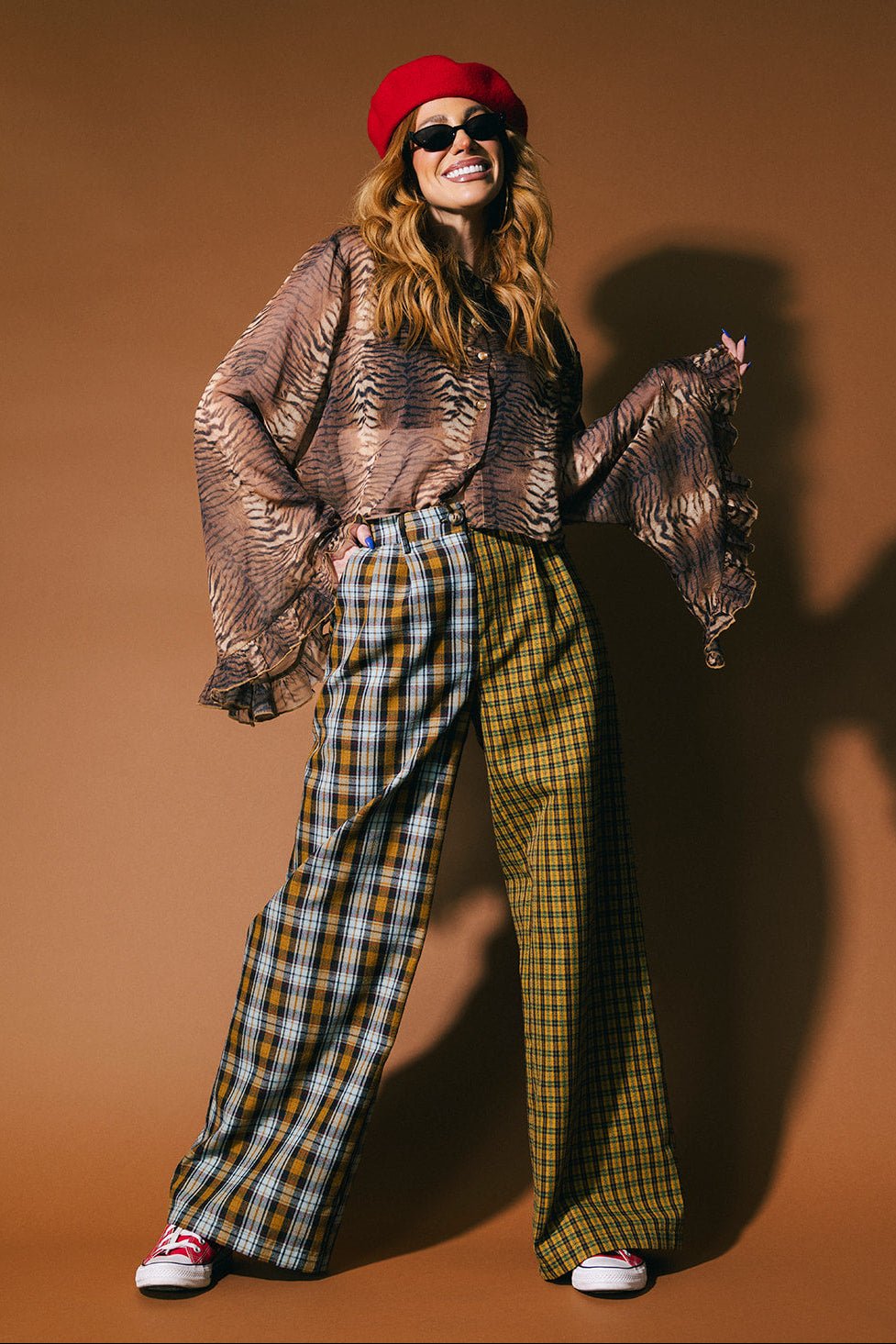 Let's Merge Souls Half + Half Plaid Trousers - Dressed in Lala