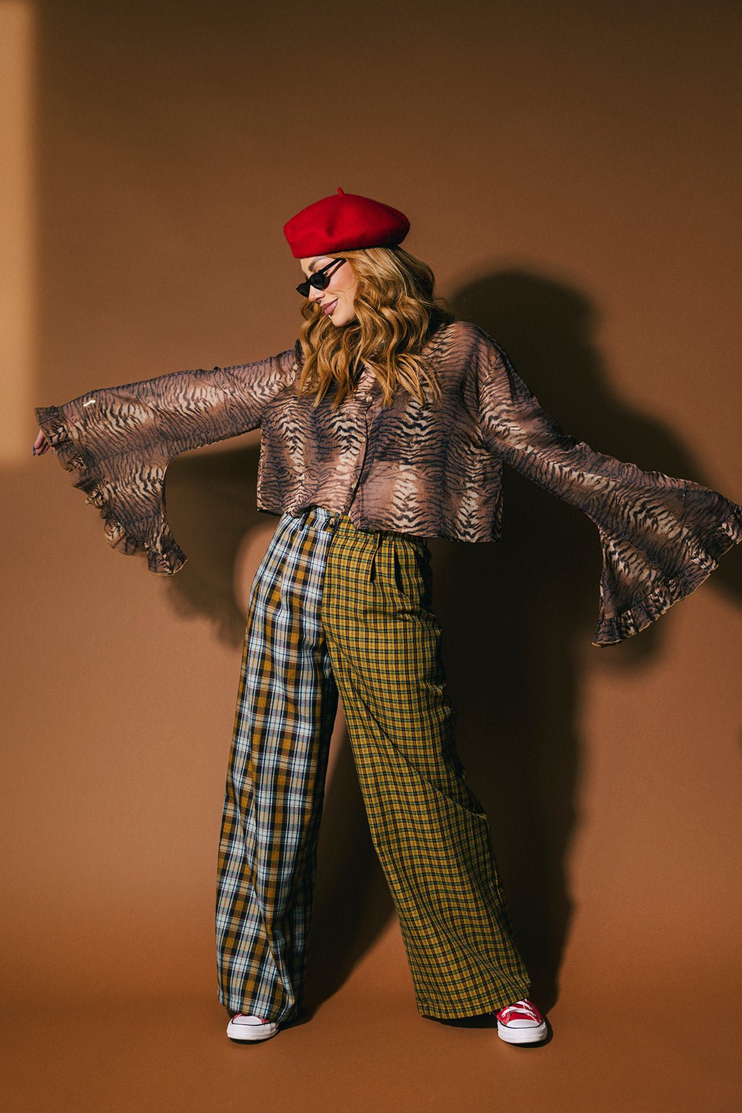 Let's Merge Souls Half + Half Plaid Trousers - Dressed in Lala
