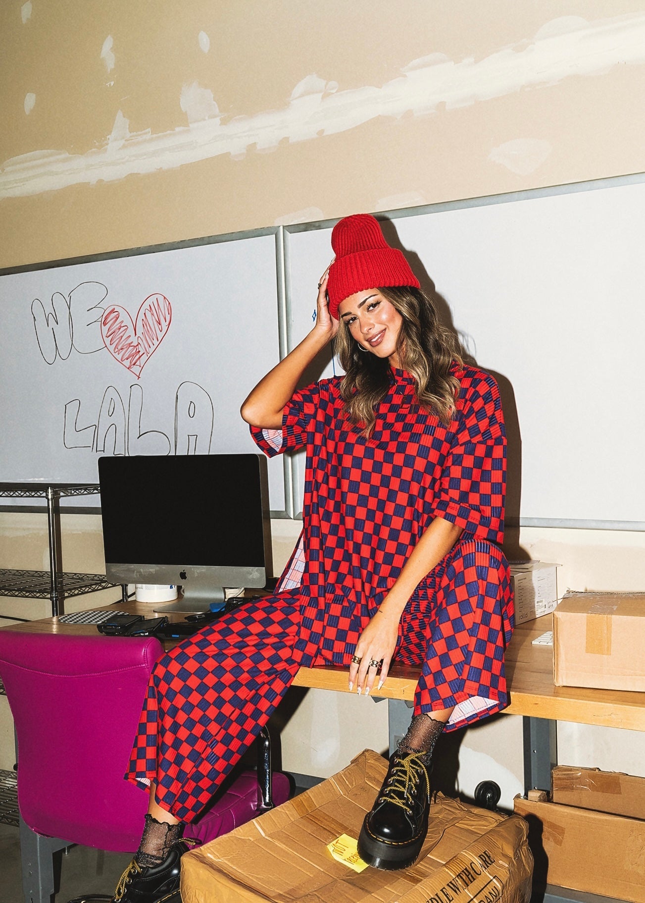 Lex Ribbed Checkerboard Playsuit in Fruity Cereal - Dressed in Lala