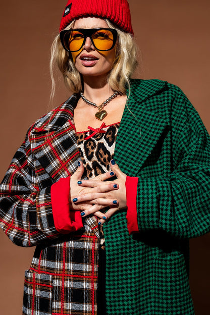 Libra Longline Coat in Vintage Maximalist Half + Half Plaid - Dressed in Lala