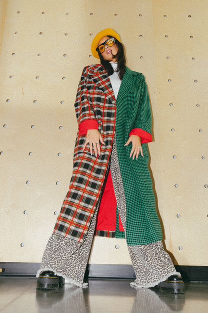 Libra Longline Coat in Vintage Maximalist Half + Half Plaid - Dressed in Lala