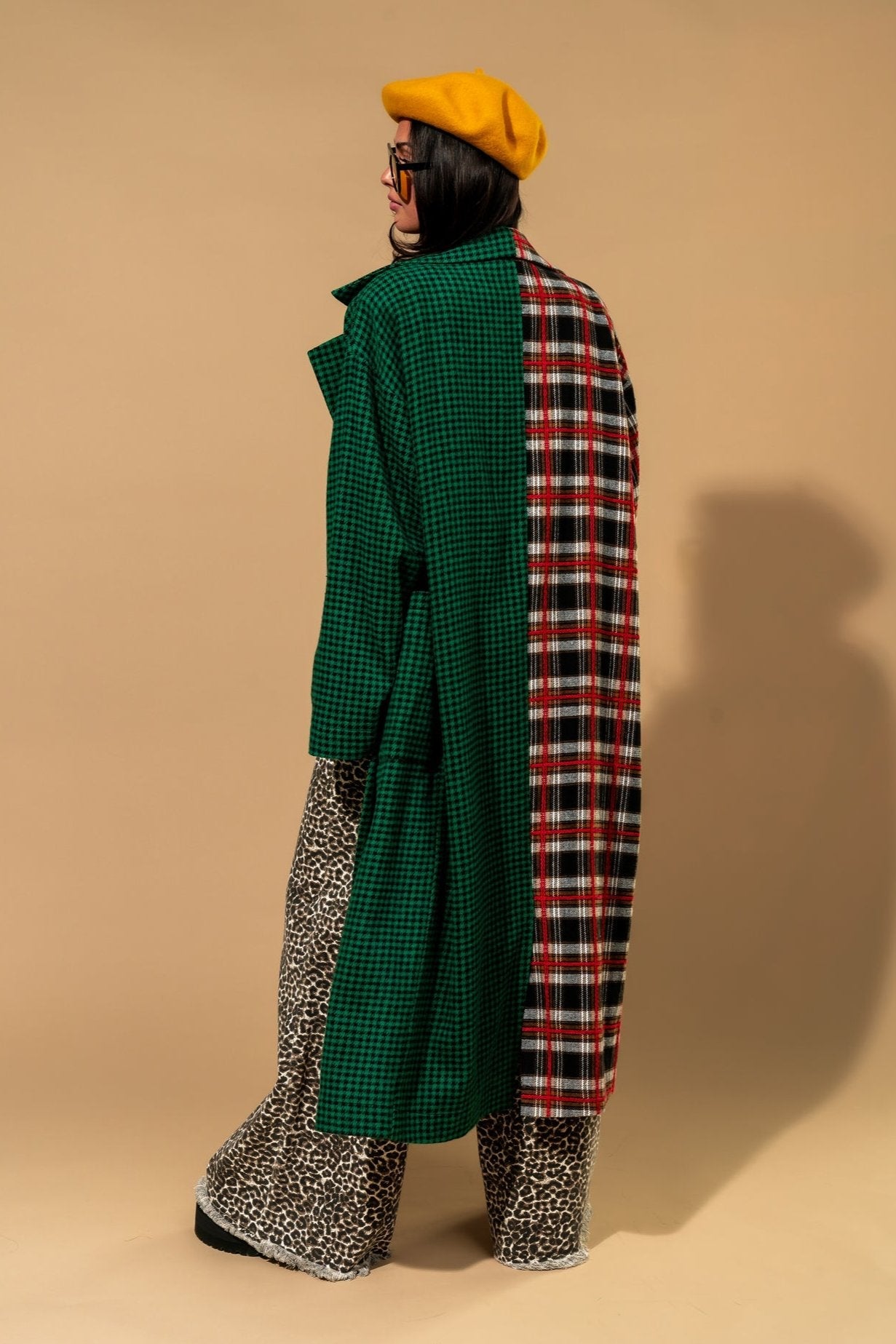 Libra Longline Coat in Vintage Maximalist Half + Half Plaid - Dressed in Lala