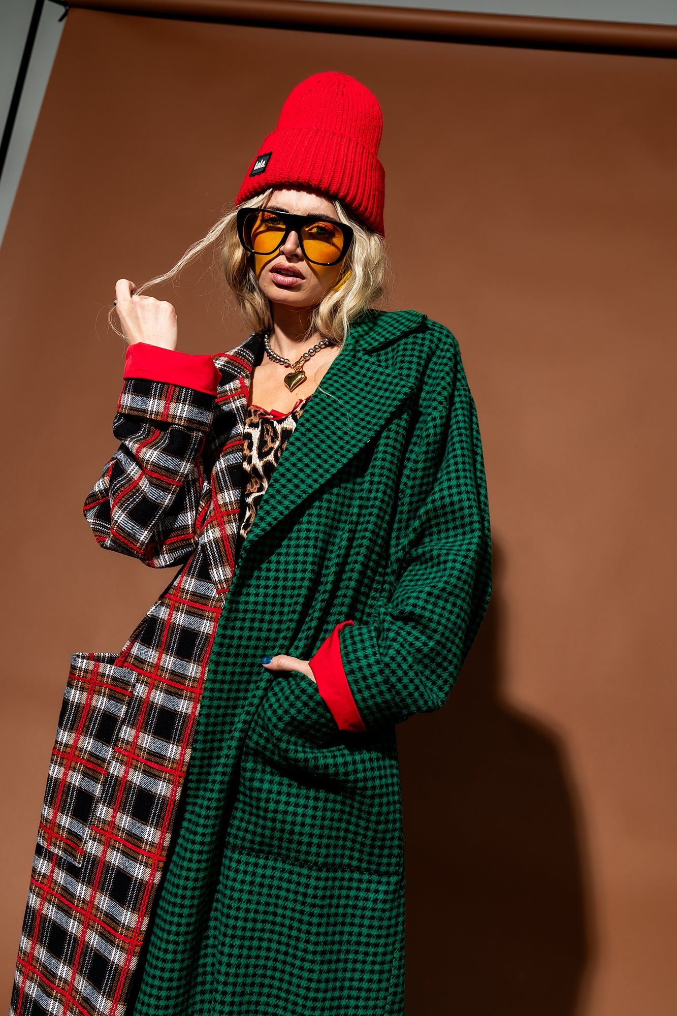 Libra Longline Coat in Vintage Maximalist Half + Half Plaid - Dressed in Lala