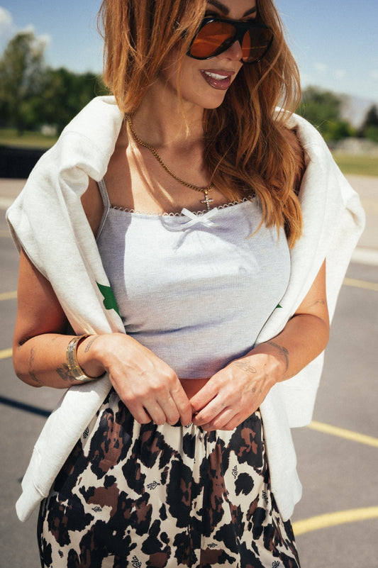 LOML Bow Tank in Heather Grey - Dressed in Lala