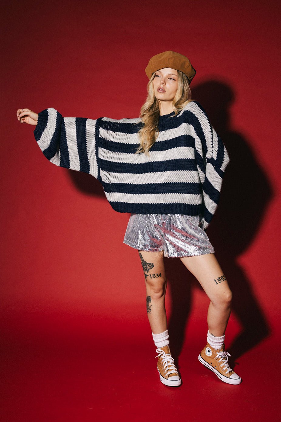 LOML Chunky Boxy Knit in Navy + Grey - Dressed in Lala