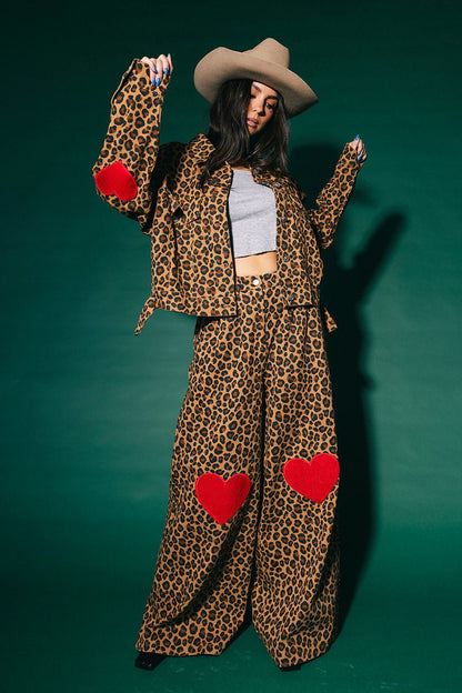 Lost in Love Leopard Boxy Denim Jacket - Dressed in Lala