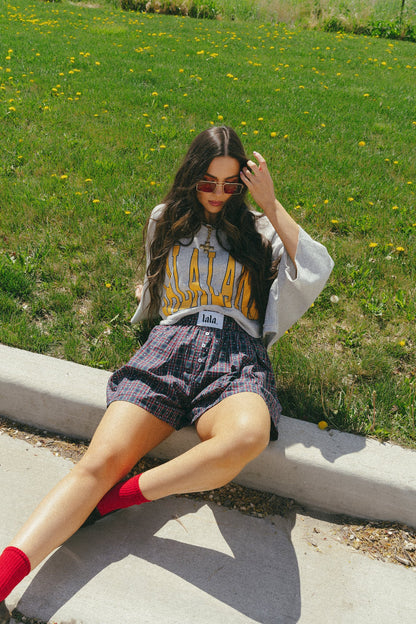 Lots of Love Plaid Pleated Boxer Shorts - Dressed in Lala