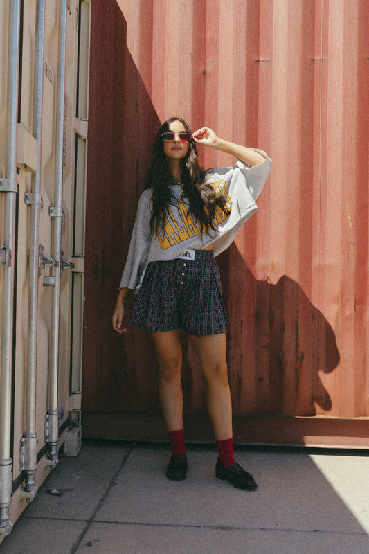Lots of Love Plaid Pleated Boxer Shorts - Dressed in Lala