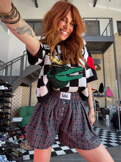 Lots of Love Plaid Pleated Boxer Shorts - Dressed in Lala