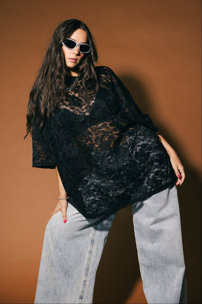 Love Hangover Oversized Lace Tee - Dressed in Lala
