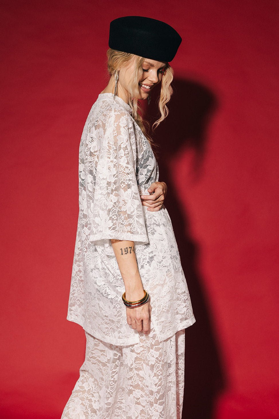 Love Hangover Oversized Lace Tee in White - Dressed in Lala