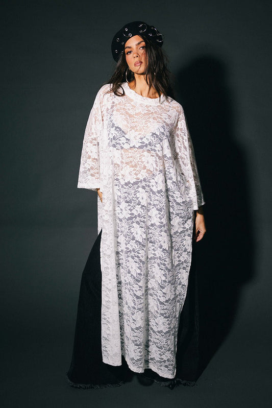 Love Hangover Oversized Tunic in White - Dressed in Lala