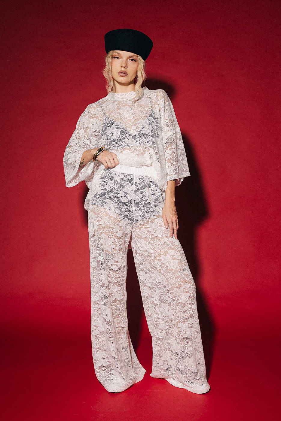 Love Hangover Wide Leg Lace Pants in White - Dressed in Lala