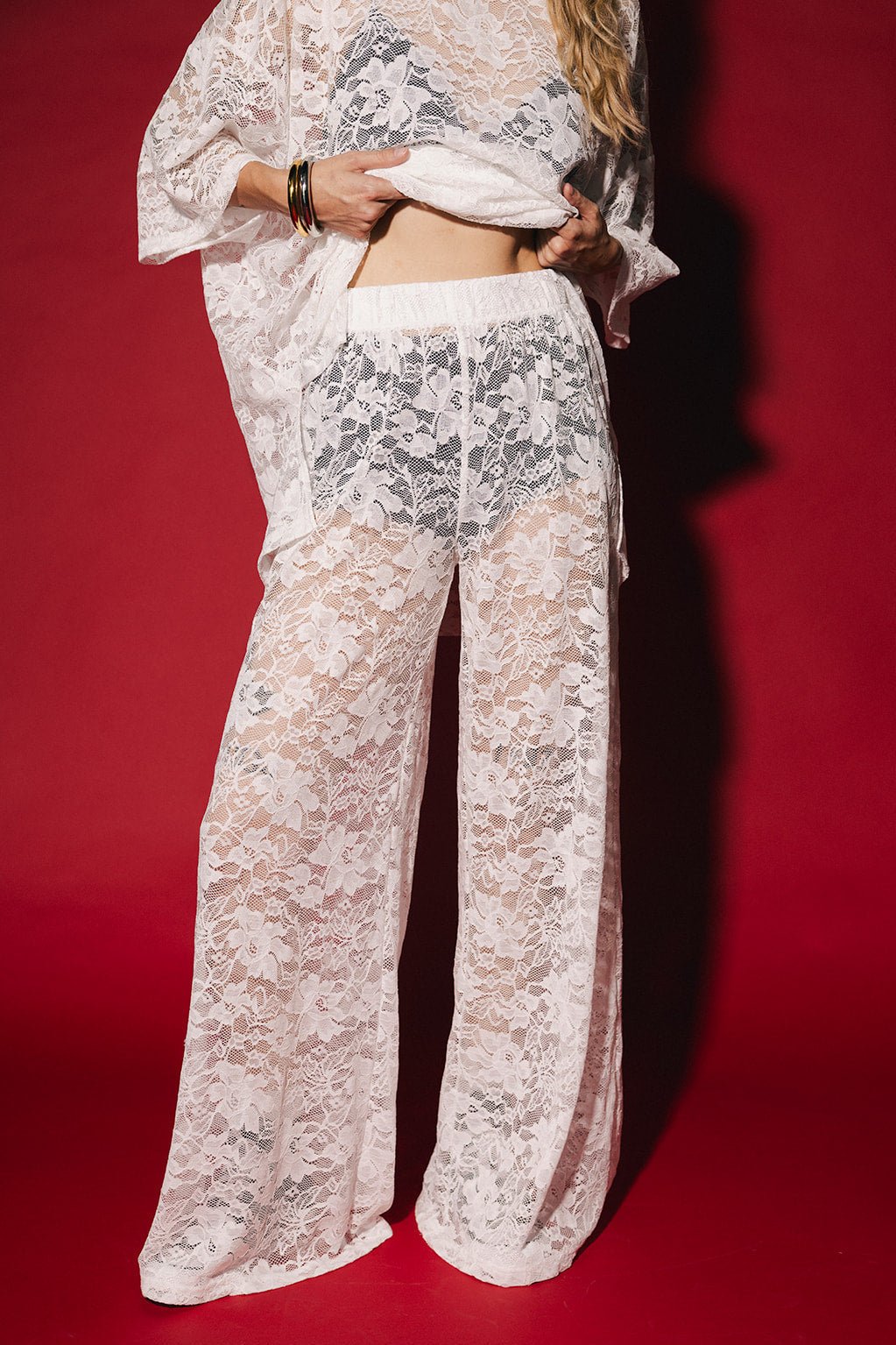 Love Hangover Wide Leg Lace Pants in White - Dressed in Lala