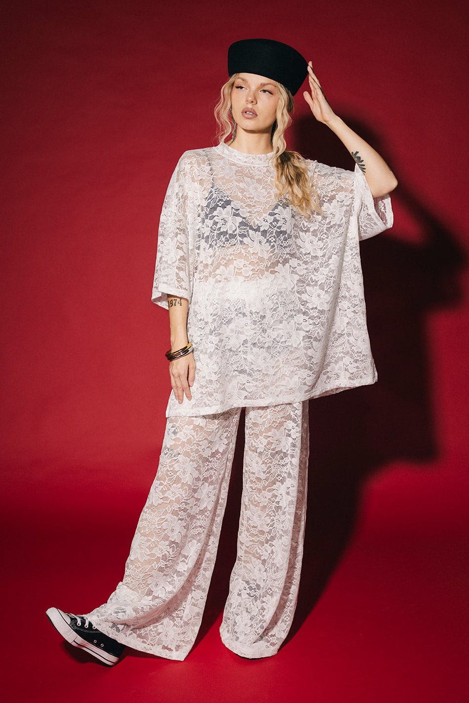 Love Hangover Wide Leg Lace Pants in White - Dressed in Lala
