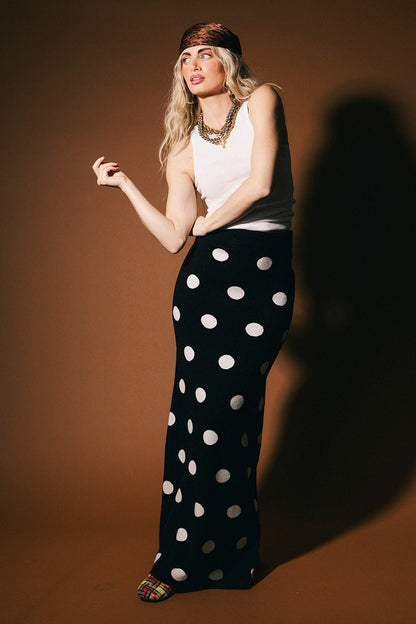 Love of the Game Polka Dot Knit Maxi Skirt - Dressed in Lala