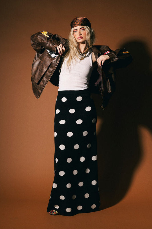 Love of the Game Polka Dot Knit Maxi Skirt - Dressed in Lala
