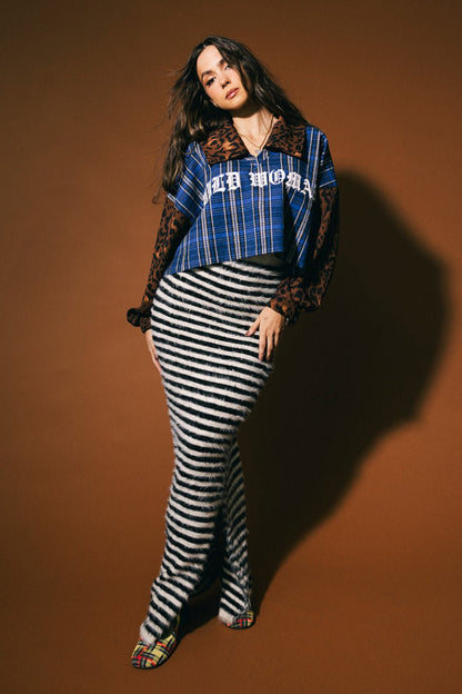 Love Sick Striped Fuzzy Maxi Skirt - Dressed in Lala