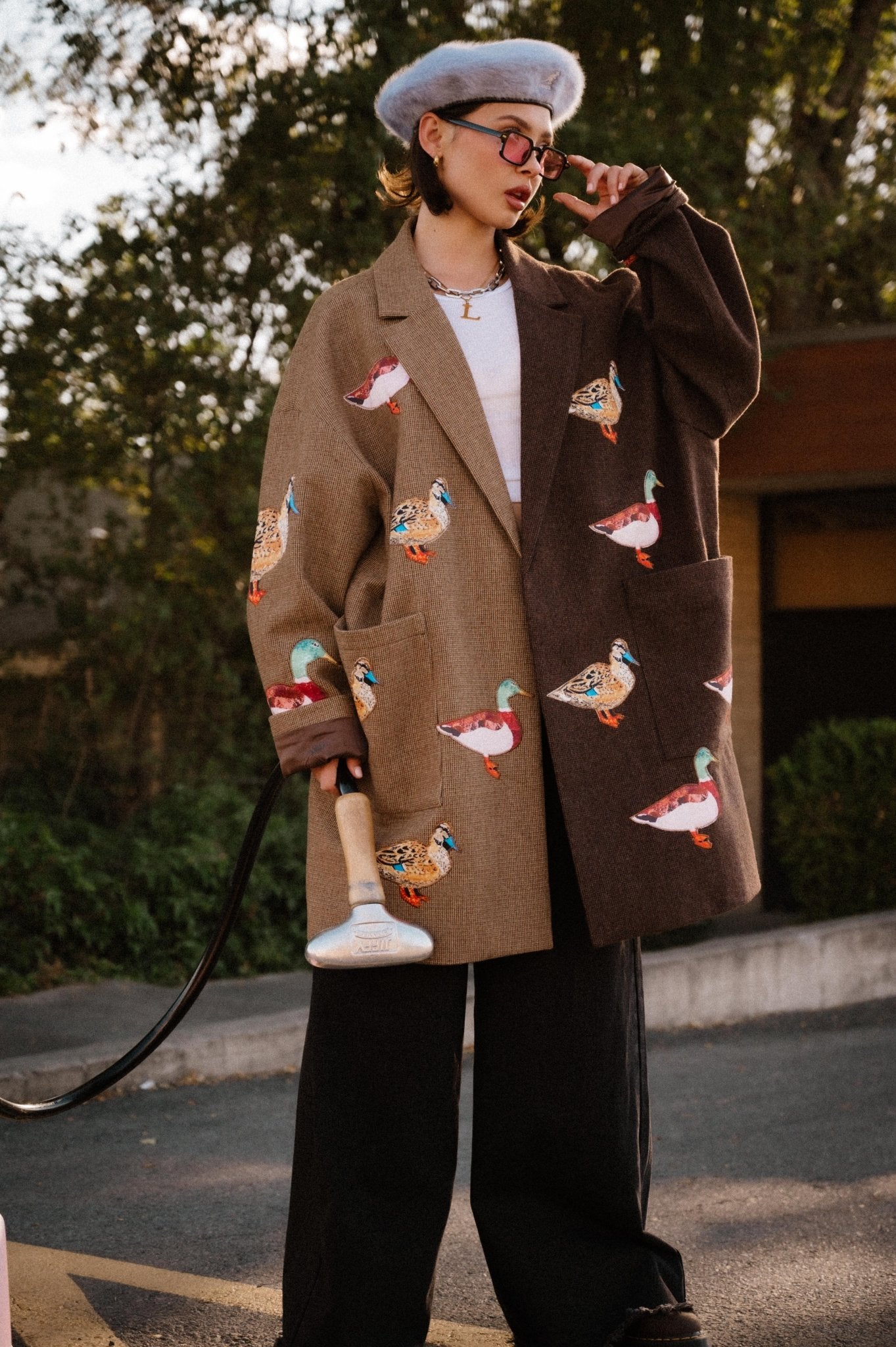 Lucky Duck Half & Half Plaid Coat - Dressed in Lala