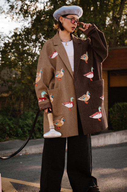 Lucky Duck Half & Half Plaid Coat - Dressed in Lala