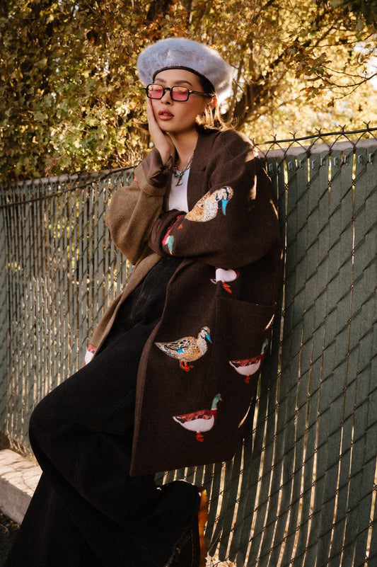 Lucky Duck Half & Half Plaid Coat - Dressed in Lala