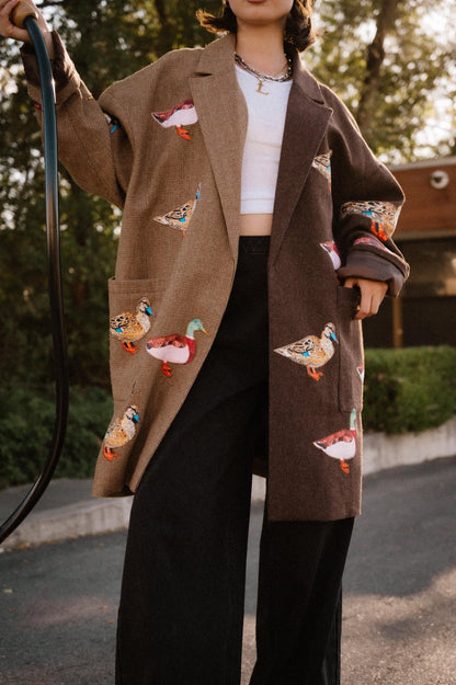 Lucky Duck Half & Half Plaid Coat - Dressed in Lala