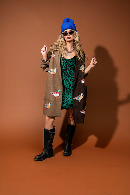 Lucky Duck Half & Half Plaid Coat - Dressed in Lala
