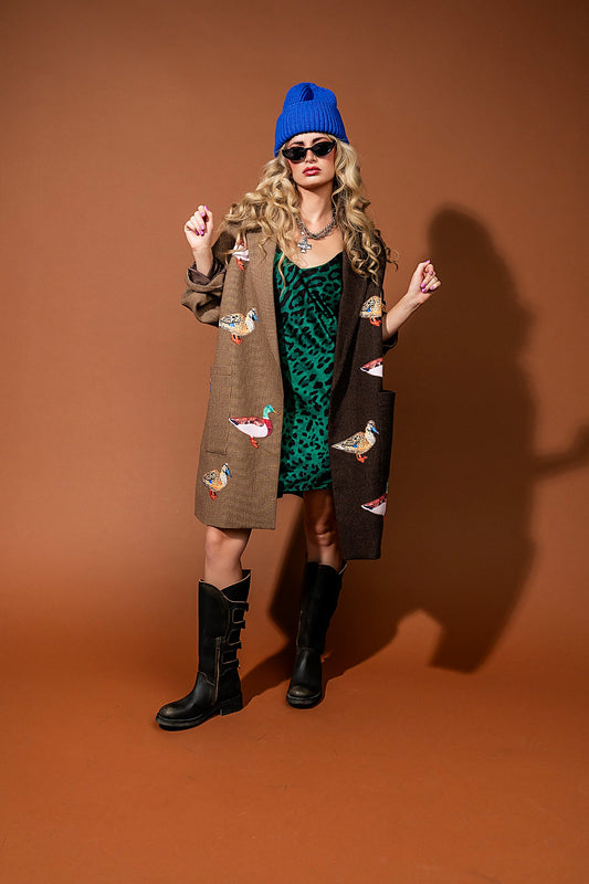 Lucky Duck Half & Half Plaid Coat - Dressed in Lala