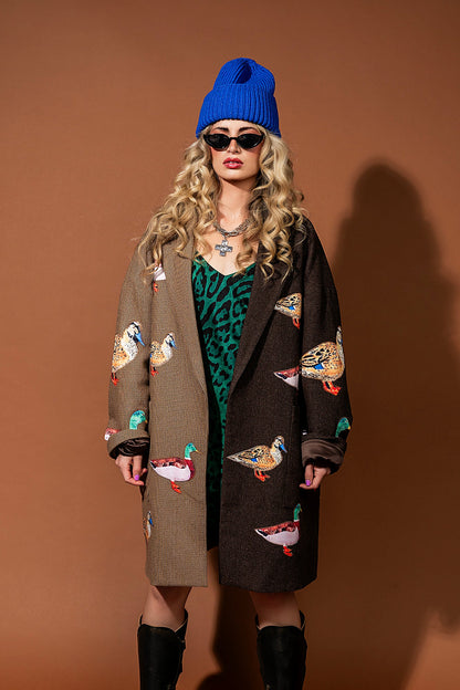 Lucky Duck Half & Half Plaid Coat - Dressed in Lala