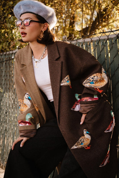 Lucky Duck Half & Half Plaid Coat - Dressed in Lala