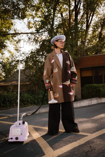 Lucky Duck Half & Half Plaid Coat - Dressed in Lala