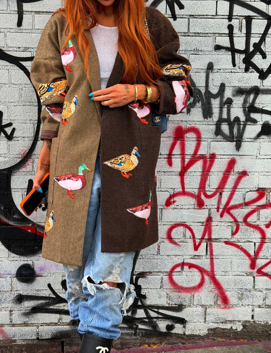 Lucky Duck Half & Half Plaid Coat *RESTOCKED* - Dressed in Lala