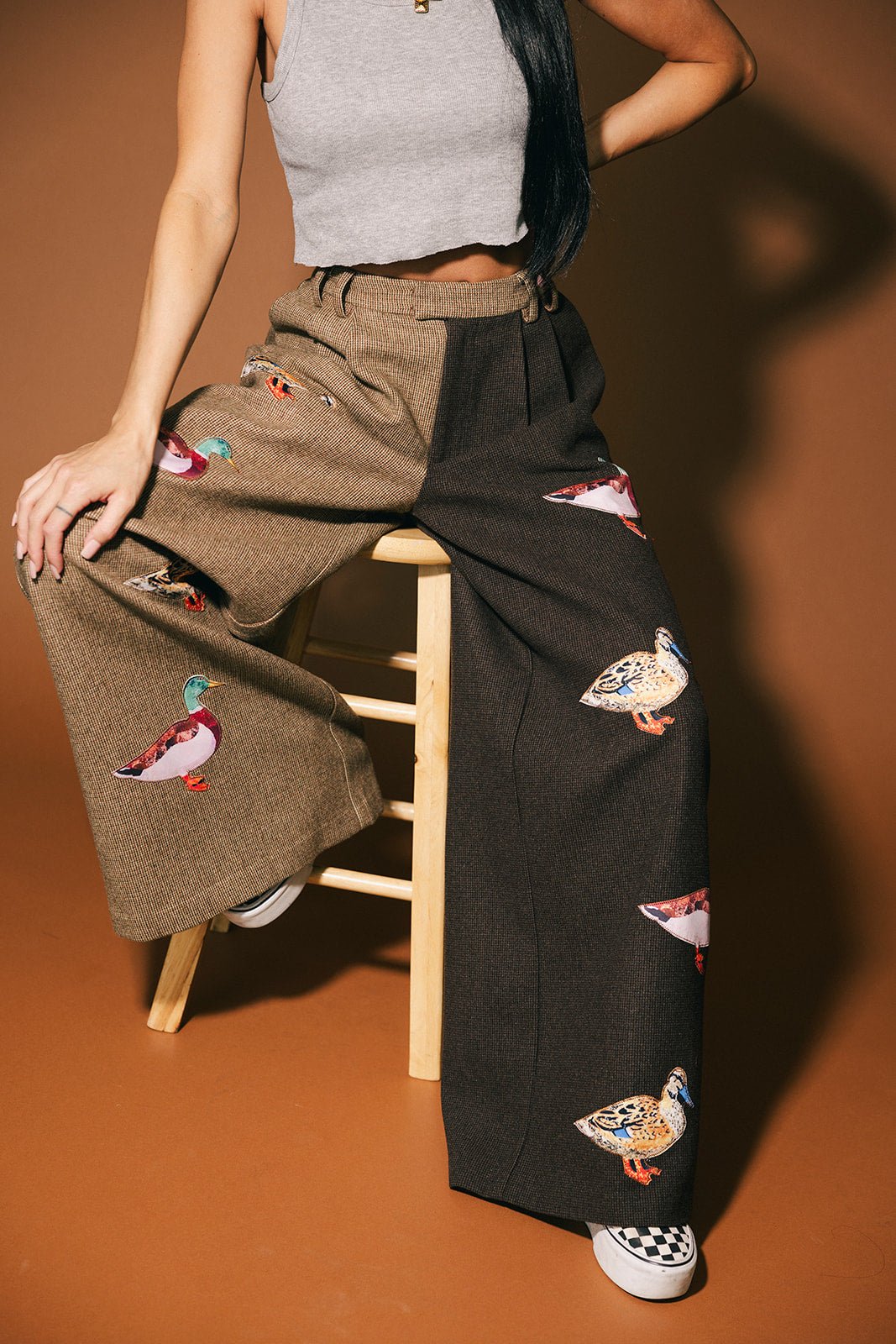 Lucky Duck Half + Half Wide Leg Trousers - Dressed in Lala