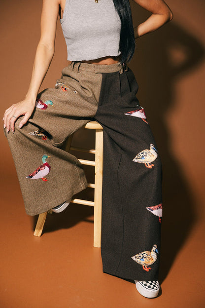 Lucky Duck Half + Half Wide Leg Trousers - Dressed in Lala
