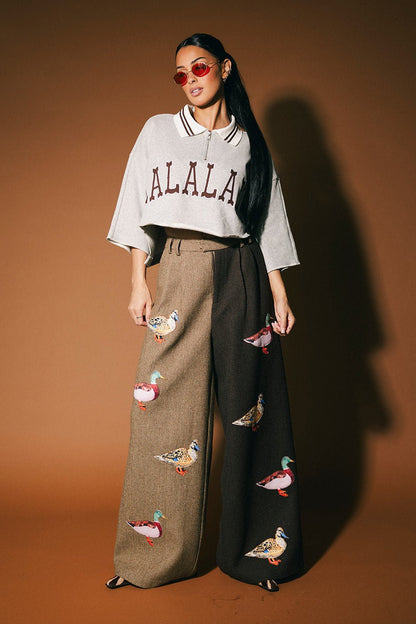 Lucky Duck Half + Half Wide Leg Trousers - Dressed in Lala