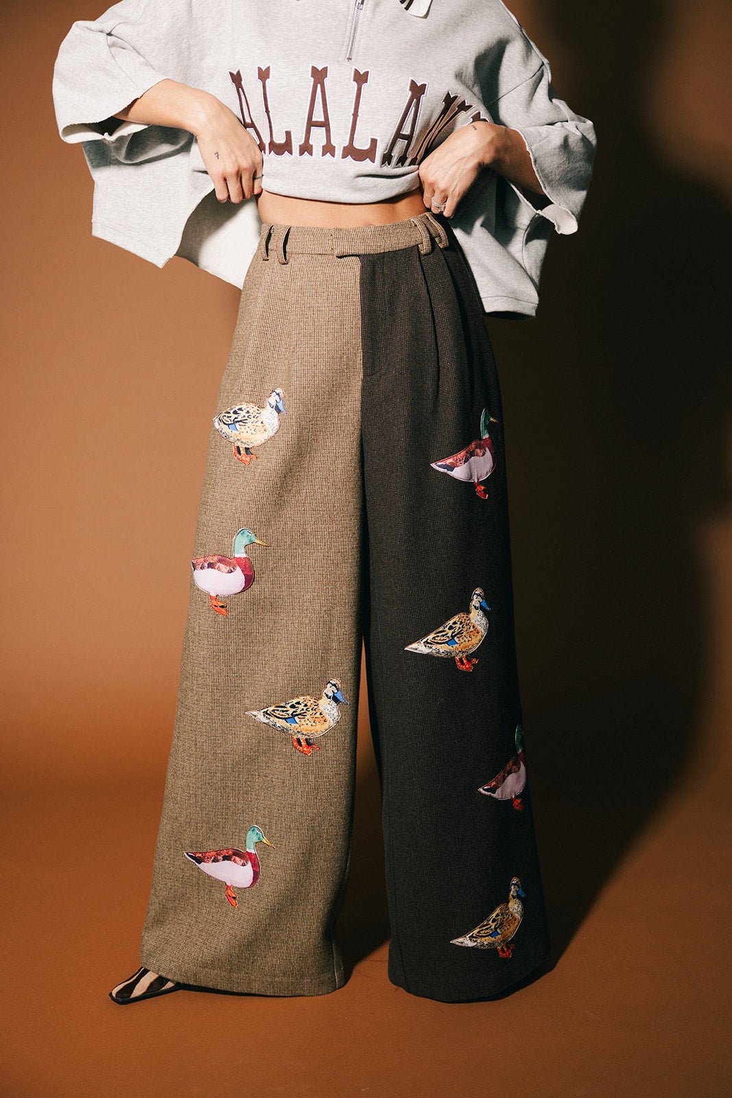 Lucky Duck Half + Half Wide Leg Trousers - Dressed in Lala