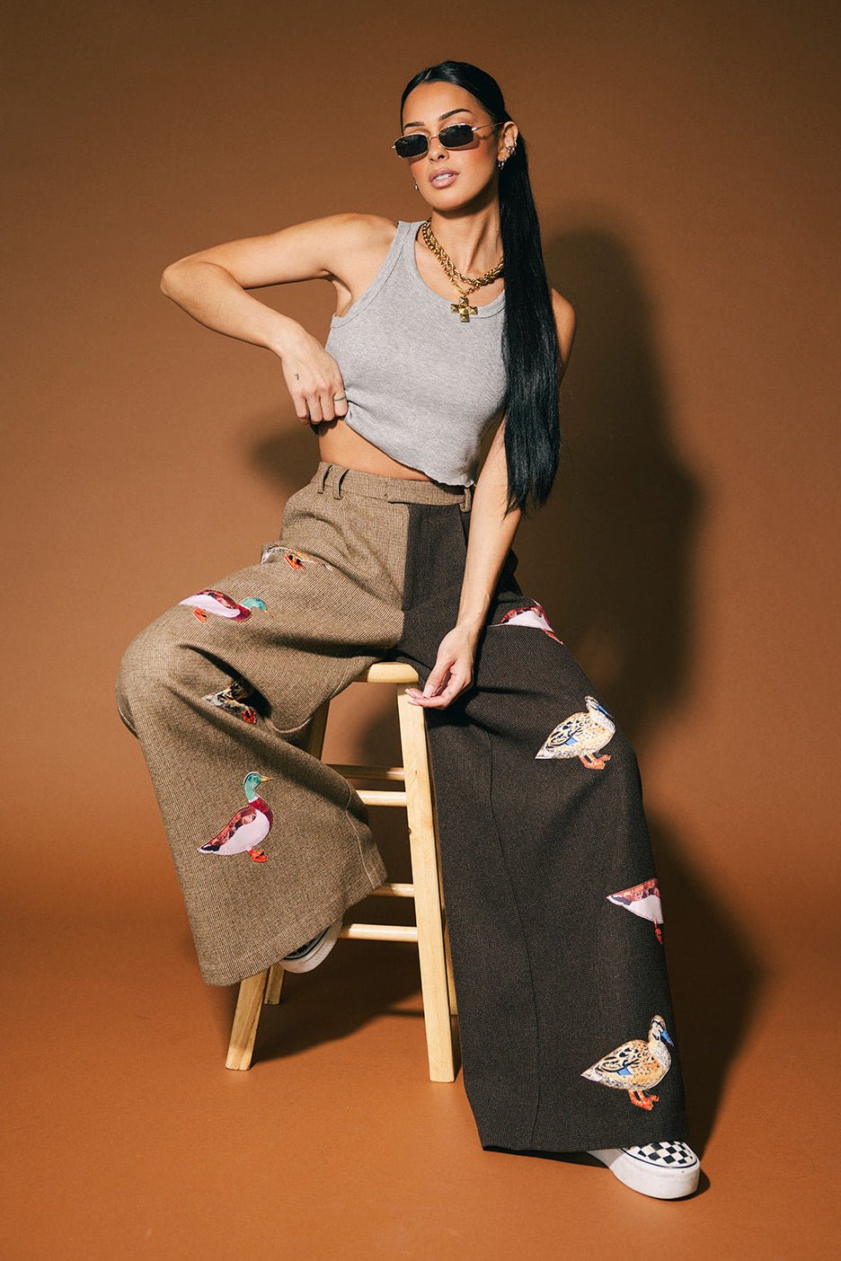 Lucky Duck Half + Half Wide Leg Trousers - Dressed in Lala
