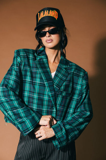 Magic Graffiti Plaid Cropped Blazer - Dressed in Lala