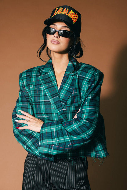Magic Graffiti Plaid Cropped Blazer - Dressed in Lala