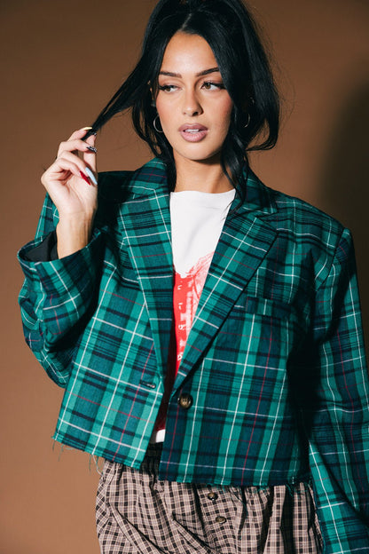 Magic Graffiti Plaid Cropped Blazer - Dressed in Lala