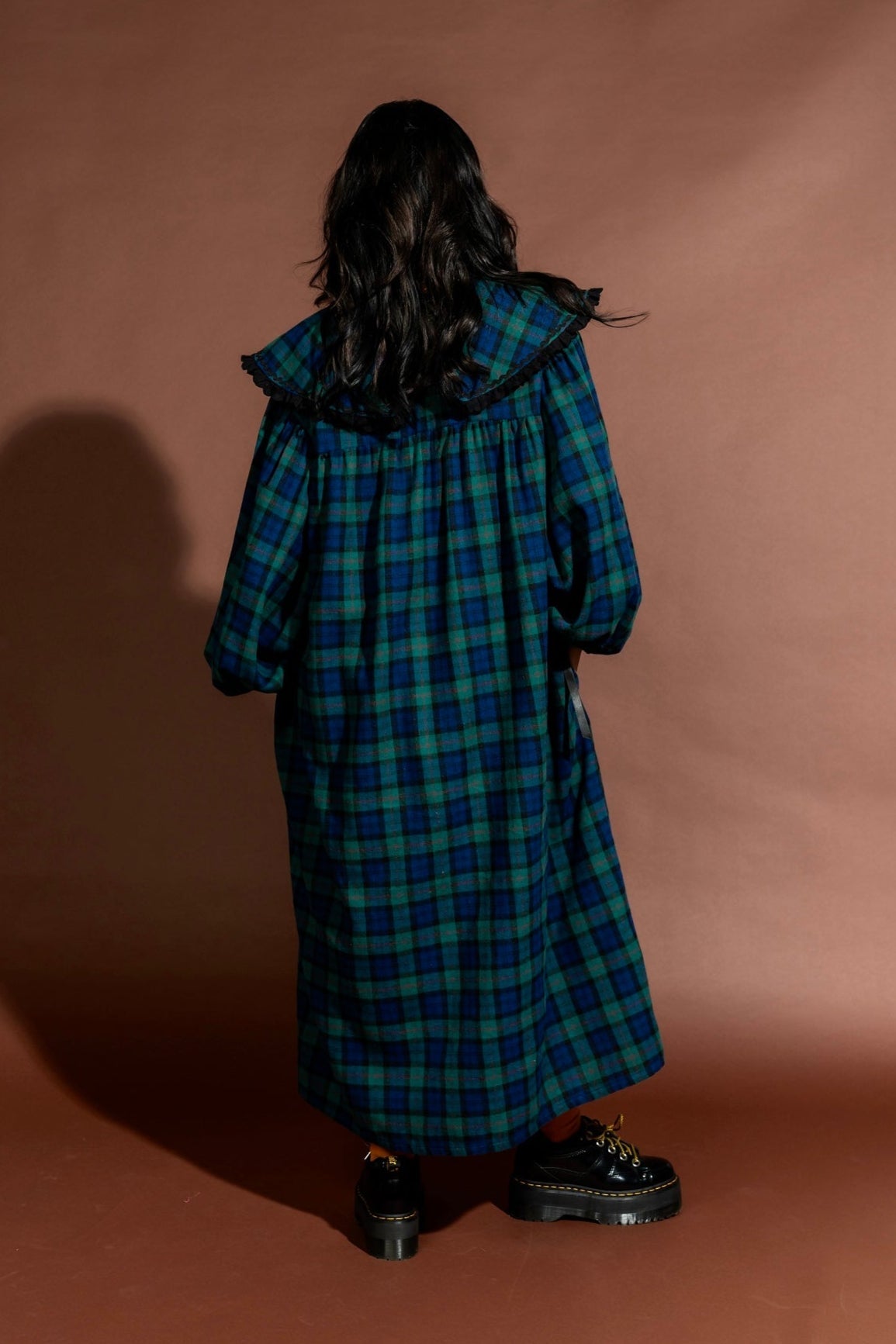 Magic Maker Maxi Dress in Grunge Girl Green Plaid + Cherries - Dressed in Lala