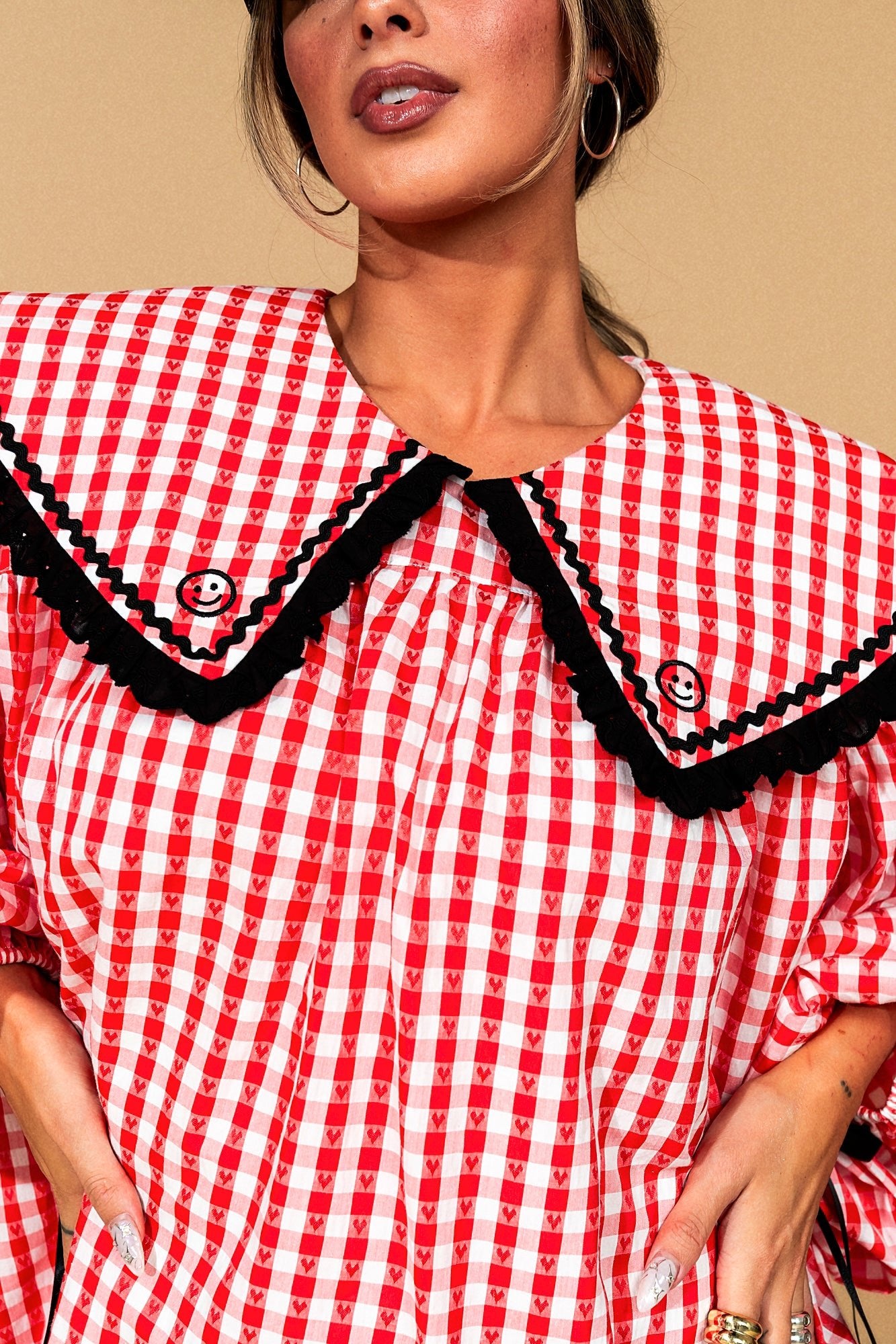 Magic Maker Mini Dress in Red Gingham