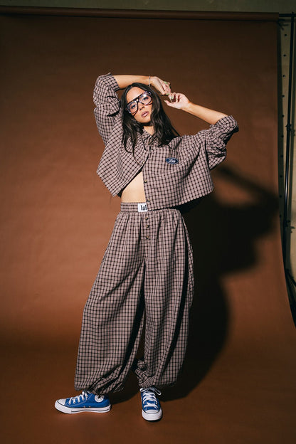Meant to Be Boxy Cropped Button Up in Brown Plaid - Dressed in Lala