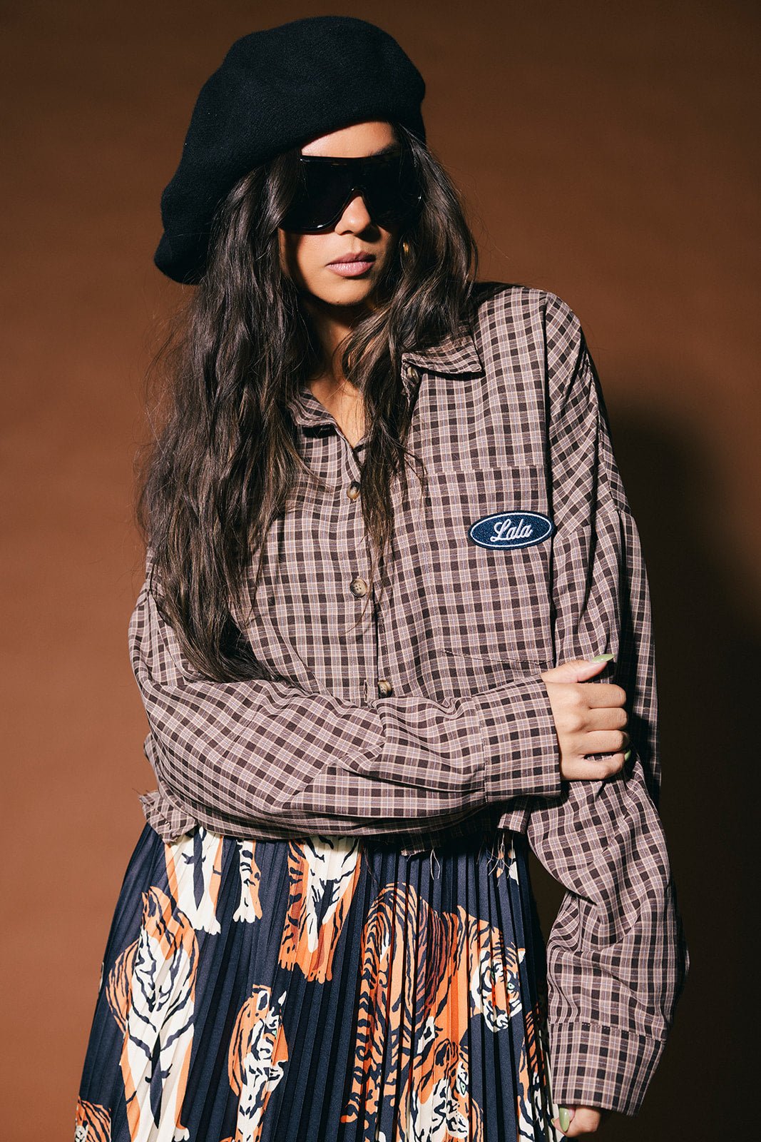 Meant to Be Boxy Cropped Button Up in Brown Plaid - Dressed in Lala