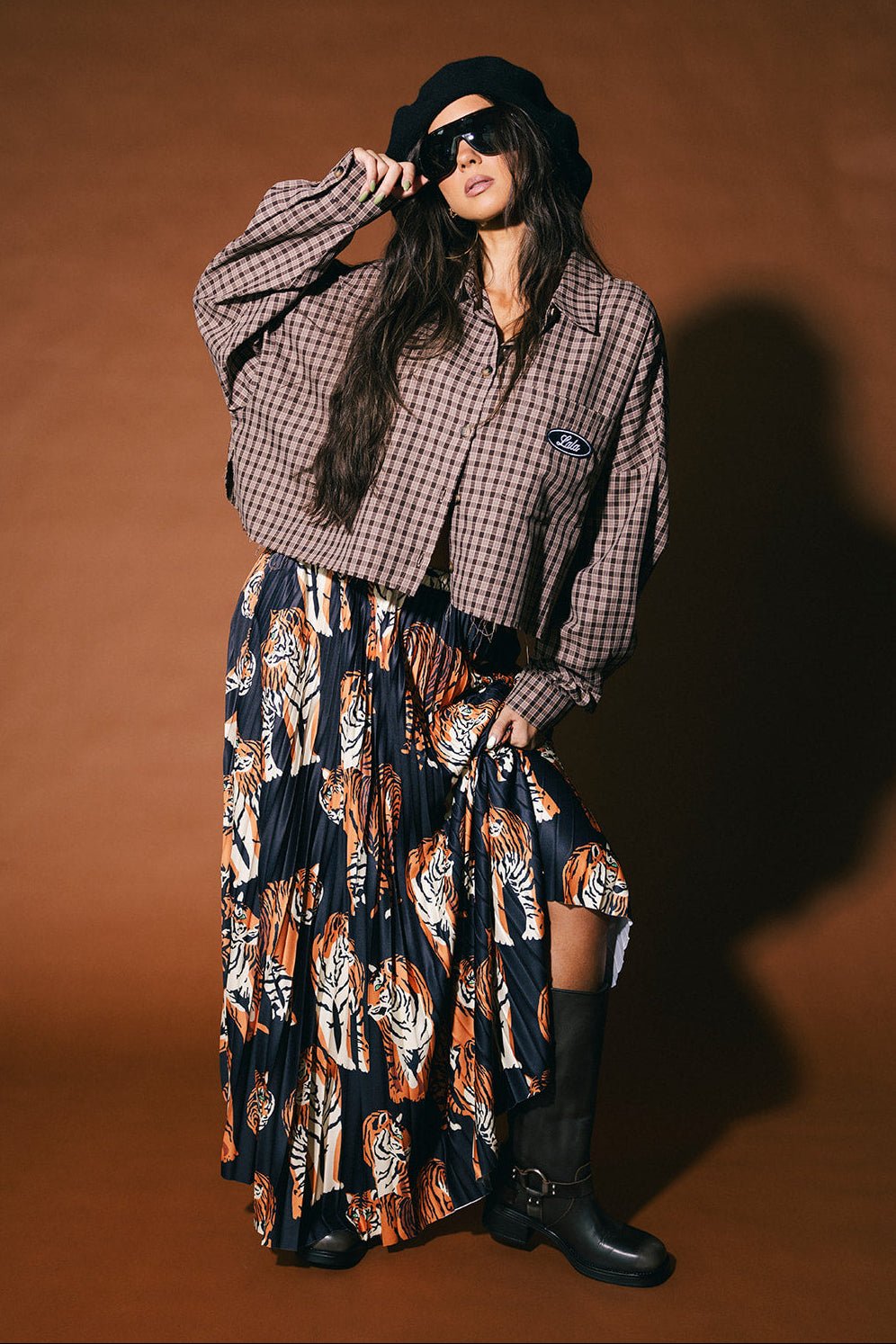Meant to Be Boxy Cropped Button Up in Brown Plaid - Dressed in Lala