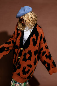 Meow! Oversized Leopard Cardigan
