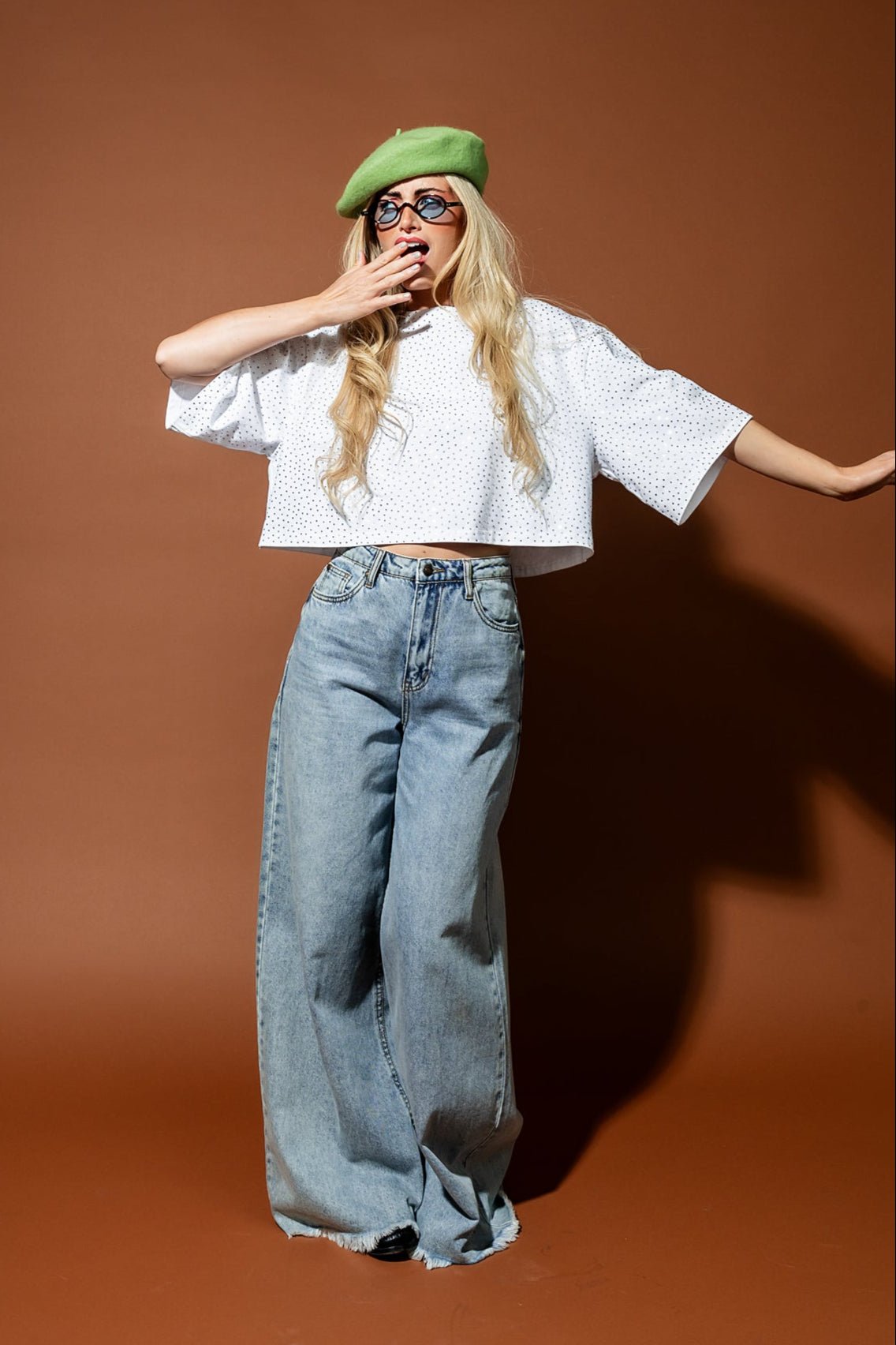 Mood Board Boxy Cropped Rhinestone Tee - Dressed in Lala