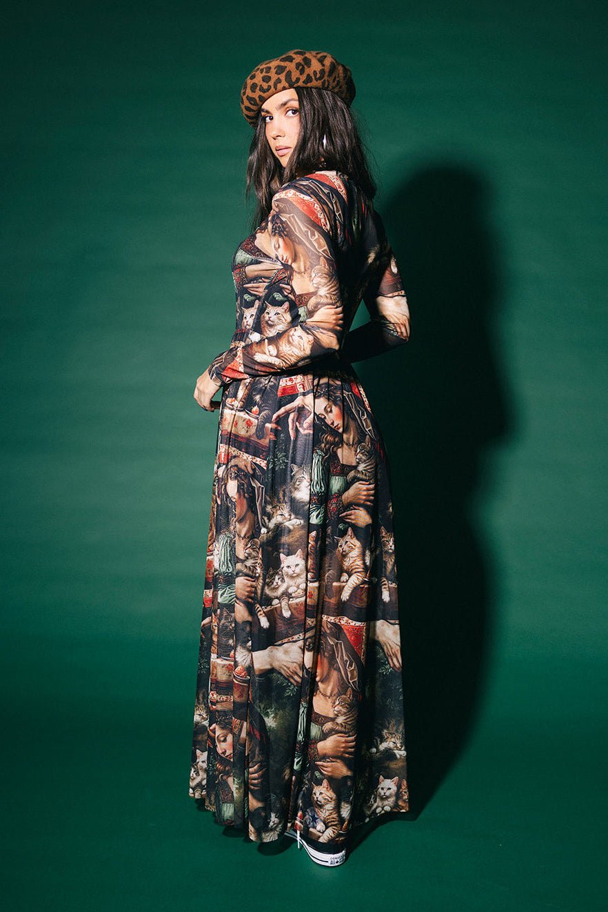 More You Mesh Maxi Dress in Cult of Cats - Dressed in Lala