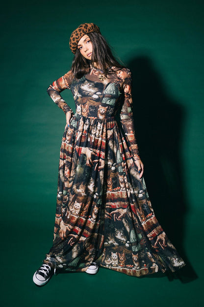 More You Mesh Maxi Dress in Cult of Cats - Dressed in Lala